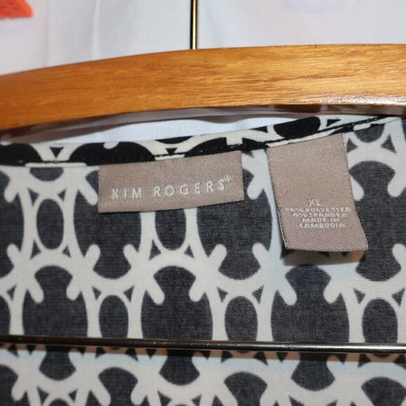 Karen Scott Top, V neck Crossover Bodice Flutter Sleeves High Waist Black Accent - Picture 12 of 16